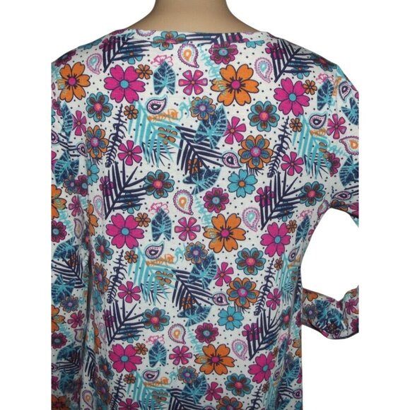Jamby Tunic Top Womens Size Small Colorful Ditzy Floral shirt Artzy round long - Picture 6 of 8
